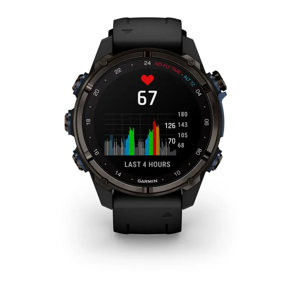 Garmin Descent Mk3i, 43 мм, титановый, угольно-серый, DLC, черный силиконовый ремешок, фото 3 из 7