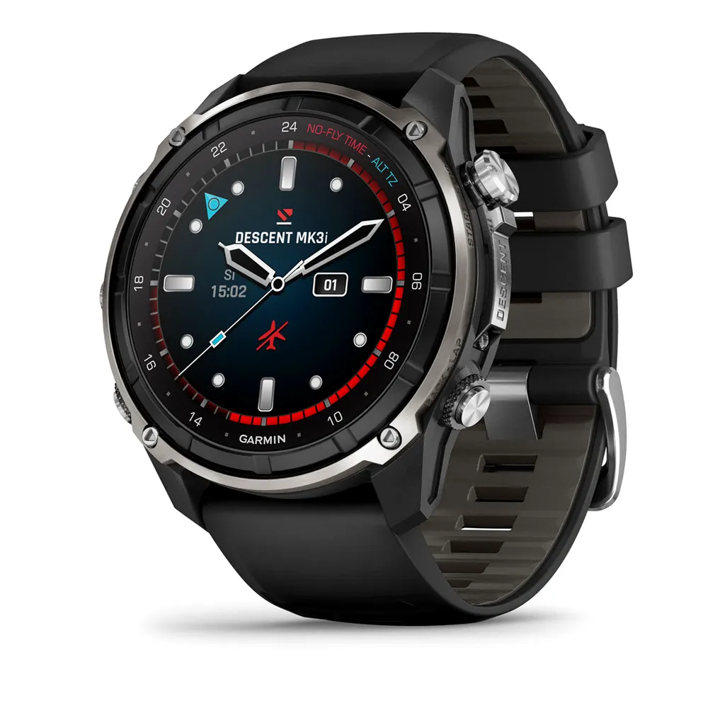 Garmin Descent Mk3i, 51 мм, титановый серебристо-черный, PVD, черный силиконовый ремешок, фото 1 из 6