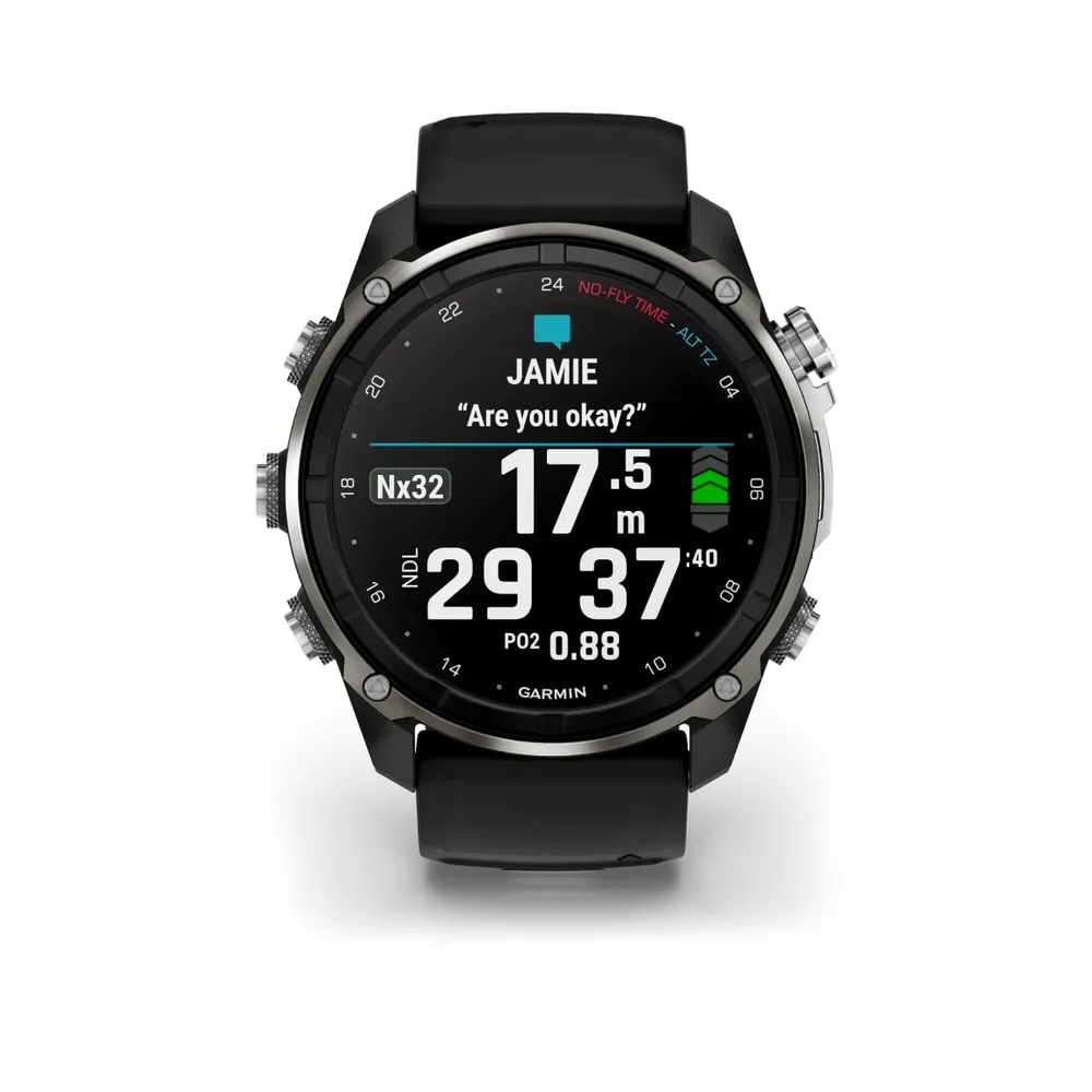 Garmin Descent Mk3i, 51 мм, титановый серебристо-черный, PVD, черный силиконовый ремешок, фото 2 из 6