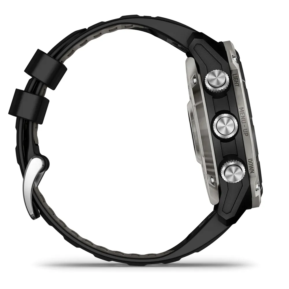 Garmin Descent Mk3i, 51 мм, титановый серебристо-черный, PVD, черный силиконовый ремешок, фото 3 из 6