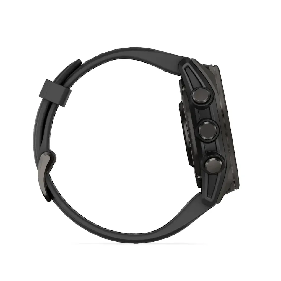 Garmin Fenix 8, 43 мм, AMOLED, Sapphire, угольно-черный DLC, пепельно-серый ремешок, фото 7 из 7