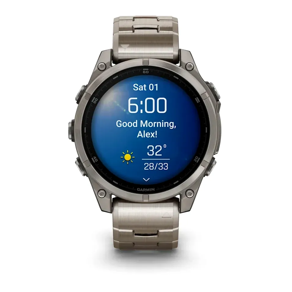 Garmin Fenix 8, 47 мм, AMOLED, Sapphire, Titanium, светло-серый, титановый ремешок, фото 4 из 6