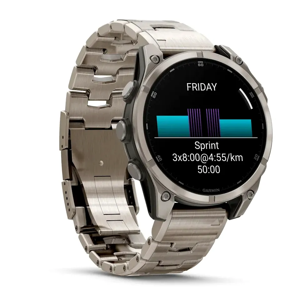 Garmin Fenix 8, 47 мм, AMOLED, Sapphire, Titanium, светло-серый, титановый ремешок, фото 5 из 6
