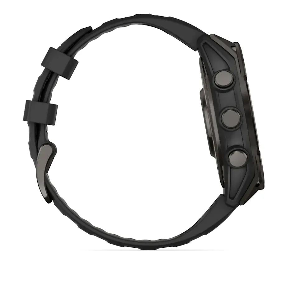 Garmin Fenix 8, 47 мм, AMOLED, Sapphire, угольно-черный DLC, пепельно-черный силиконовый ремешок, фото 4 из 5