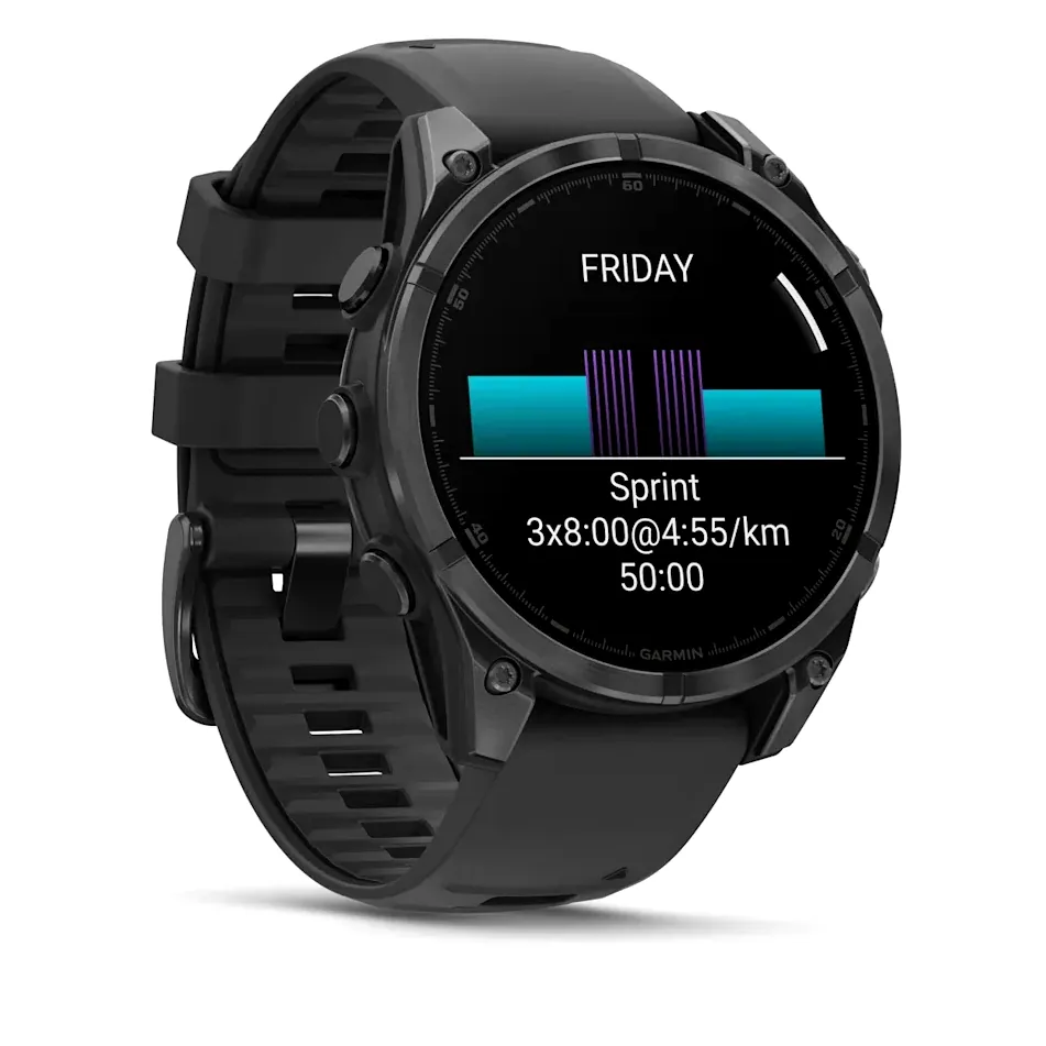 Garmin Fenix 8, 47 мм, AMOLED, серый, черный силиконовый ремешок, фото 3 из 7