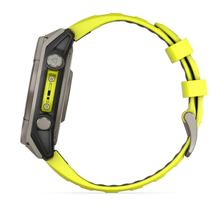 Garmin Fenix 8, 47 мм, Solar, Sapphire, титановый серый с желтым ремешком, фото 3 из 6