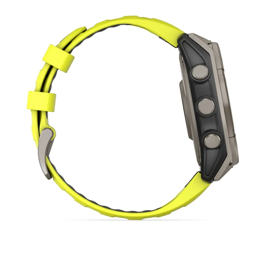 Garmin Fenix 8, 47 мм, Solar, Sapphire, титановый серый с желтым ремешком, фото 6 из 6