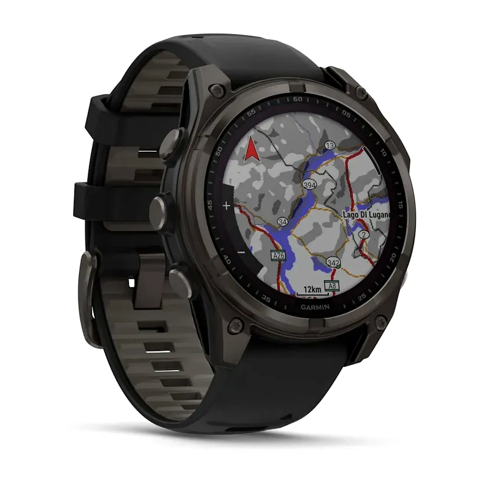 Garmin Fenix 8, 47 мм, Solar, Sapphire, титановый угольно-серый DLC с черным ремешком, фото 6 из 6