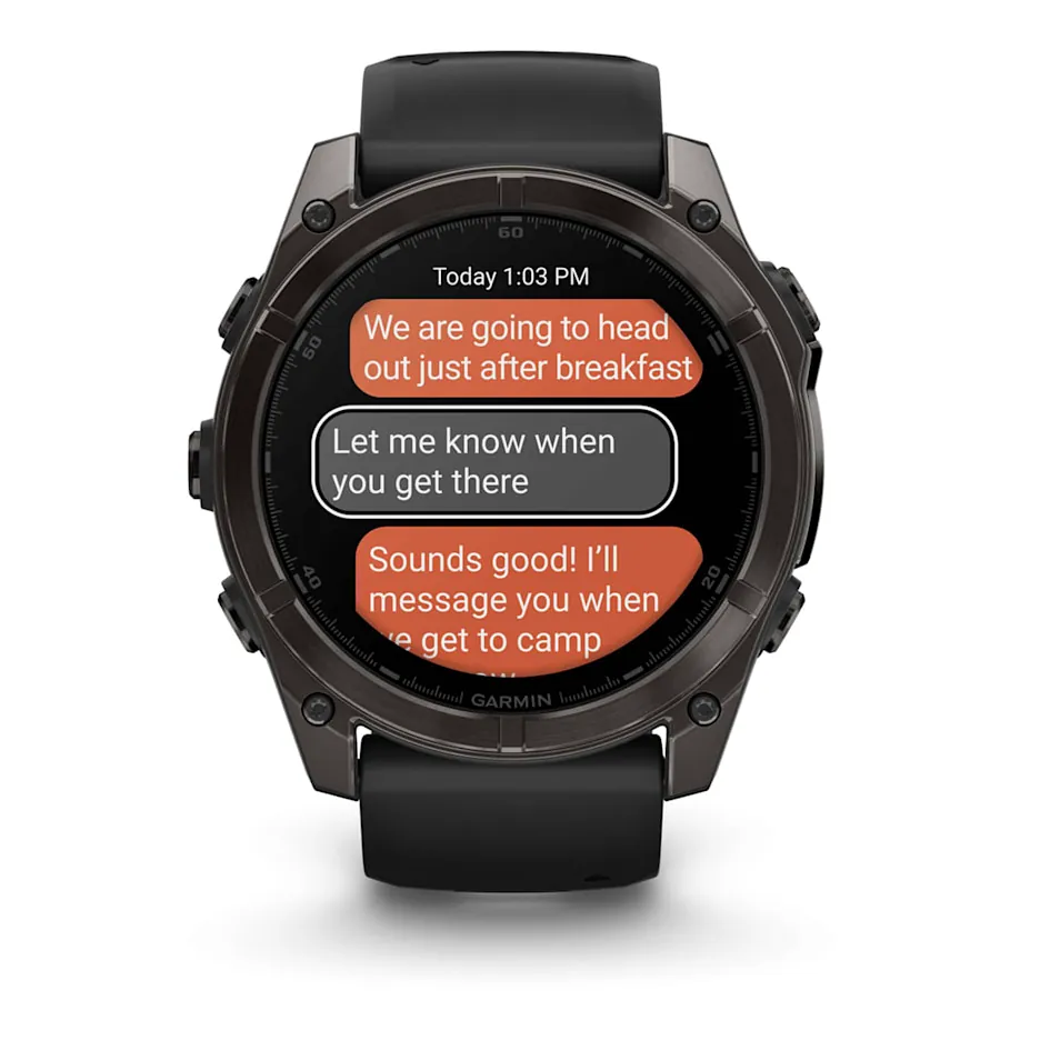 Garmin Fenix 8, 51 мм, AMOLED, Sapphire, угольно-серый DLC, пепельно-черный силиконовый ремешок, фото 5 из 7