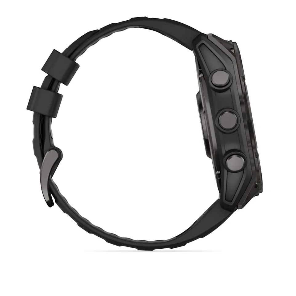 Garmin Fenix 8, 51 мм, AMOLED, Sapphire, угольно-серый DLC, пепельно-черный силиконовый ремешок, фото 7 из 7