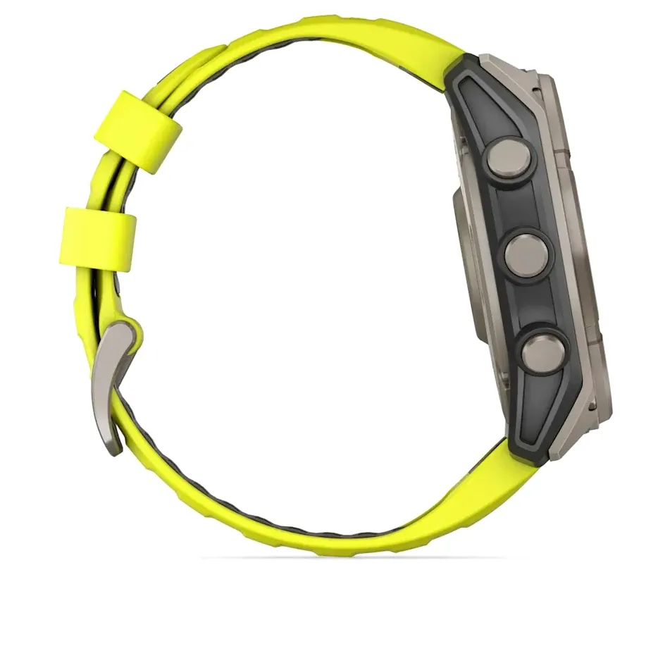 Garmin Fenix 8, 51 мм, Solar, Sapphire, титановый серый с желтым ремешком, фото 4 из 5