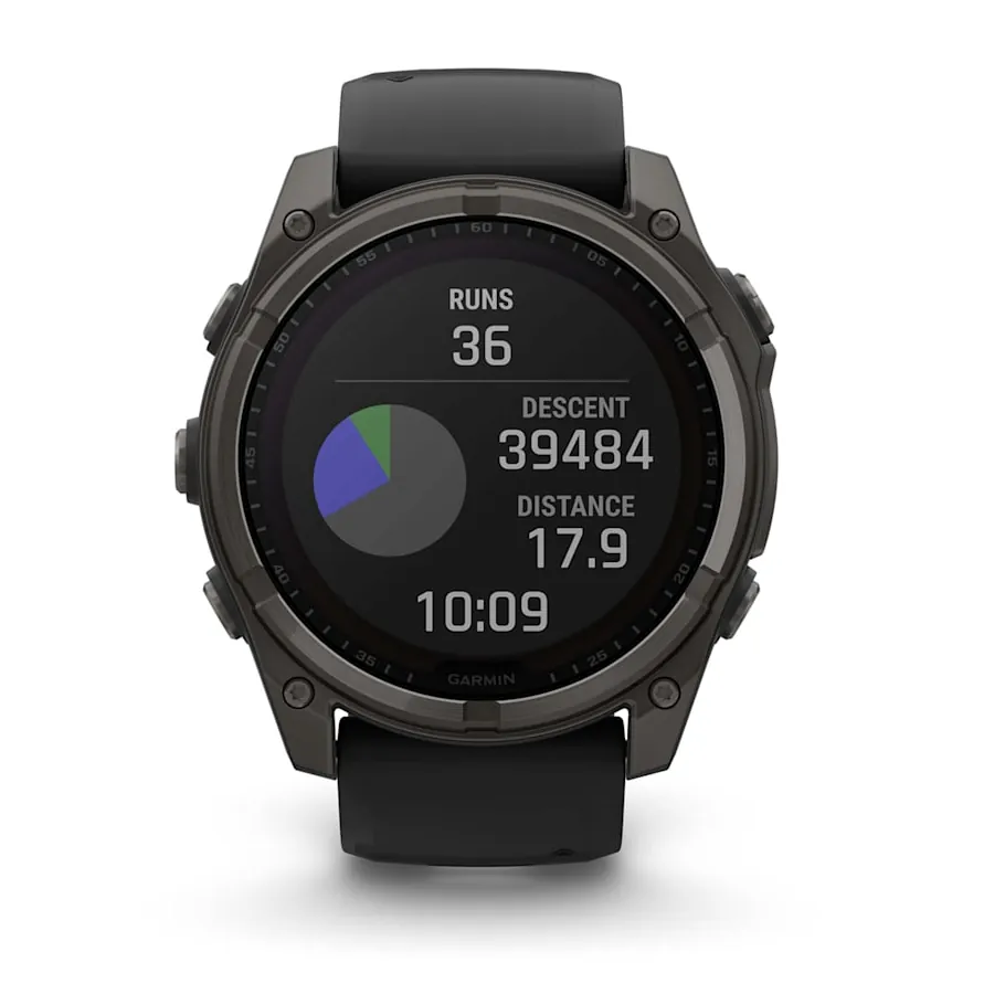 Garmin Fenix 8, 51 мм, Solar, Sapphire, титановый угольно-серый с DLC-покрытием и черным ремешком, фото 2 из 6