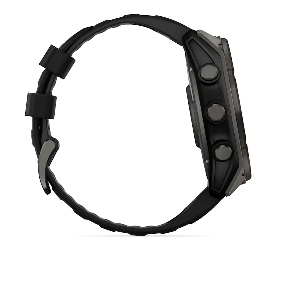 Garmin Fenix 8, 51 мм, Solar, Sapphire, титановый угольно-серый с DLC-покрытием и черным ремешком, фото 6 из 6
