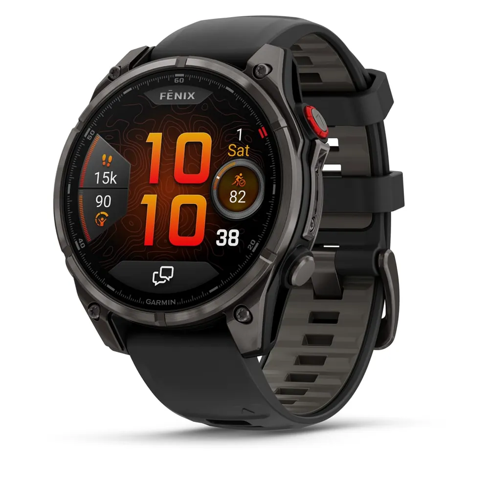 Garmin Fenix 8 Pro, 47 мм, AMOLED, DLC, угольно-серый, черный силиконовый ремешок, фото 1 из 1