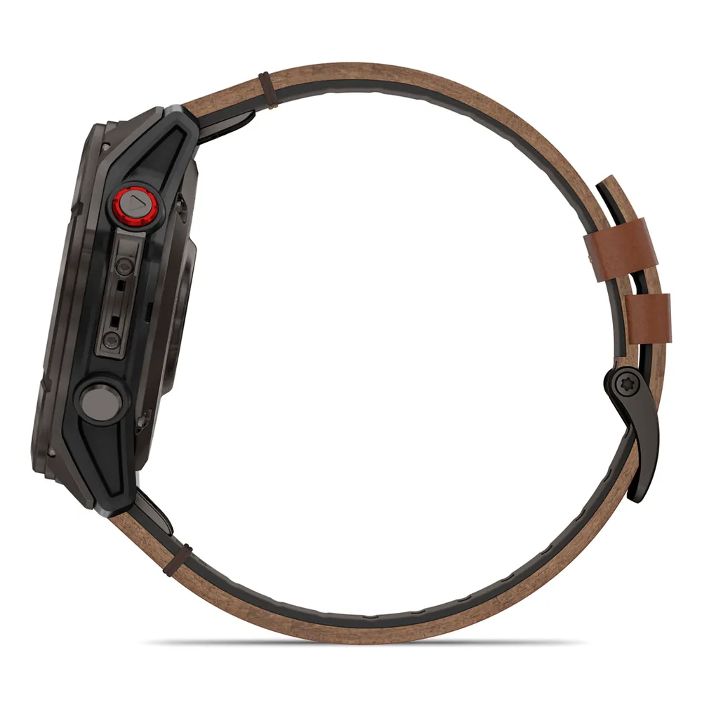 Garmin Fenix 8 Pro, 51 мм, AMOLED, DLC, угольно-серый, коричневый кожаный ремешок, фото 7 из 7