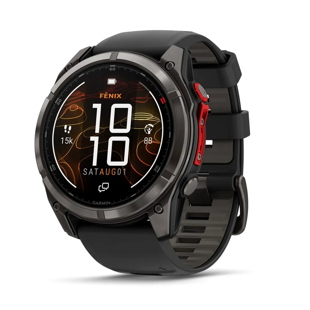 Garmin Fenix 8 Pro, 51 мм, MicroLED, Sapphire, DLC, угольно-серый, черный силиконовый ремешок, фото 1 из 1