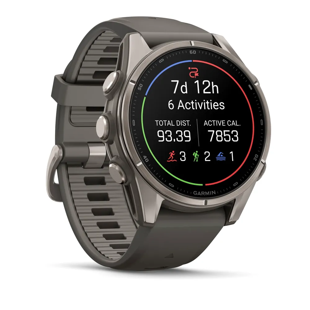 Garmin Fenix 9, 43 мм, титановый, пепельно-серый силиконовый ремешок, фото 2 из 8