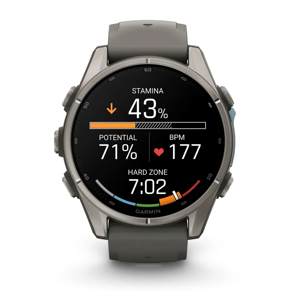 Garmin Fenix 9, 43 мм, титановый, пепельно-серый силиконовый ремешок, фото 3 из 8