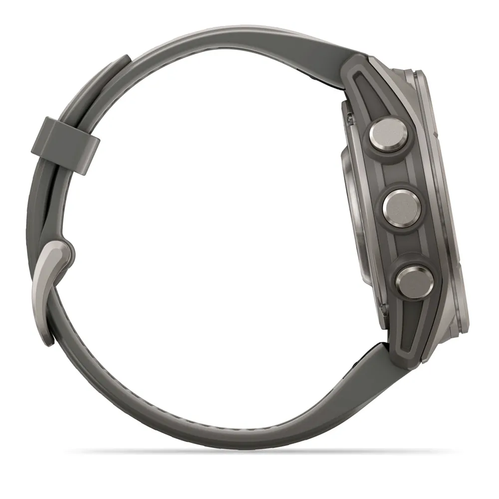 Garmin Fenix 9, 43 мм, титановый, пепельно-серый силиконовый ремешок, фото 6 из 8