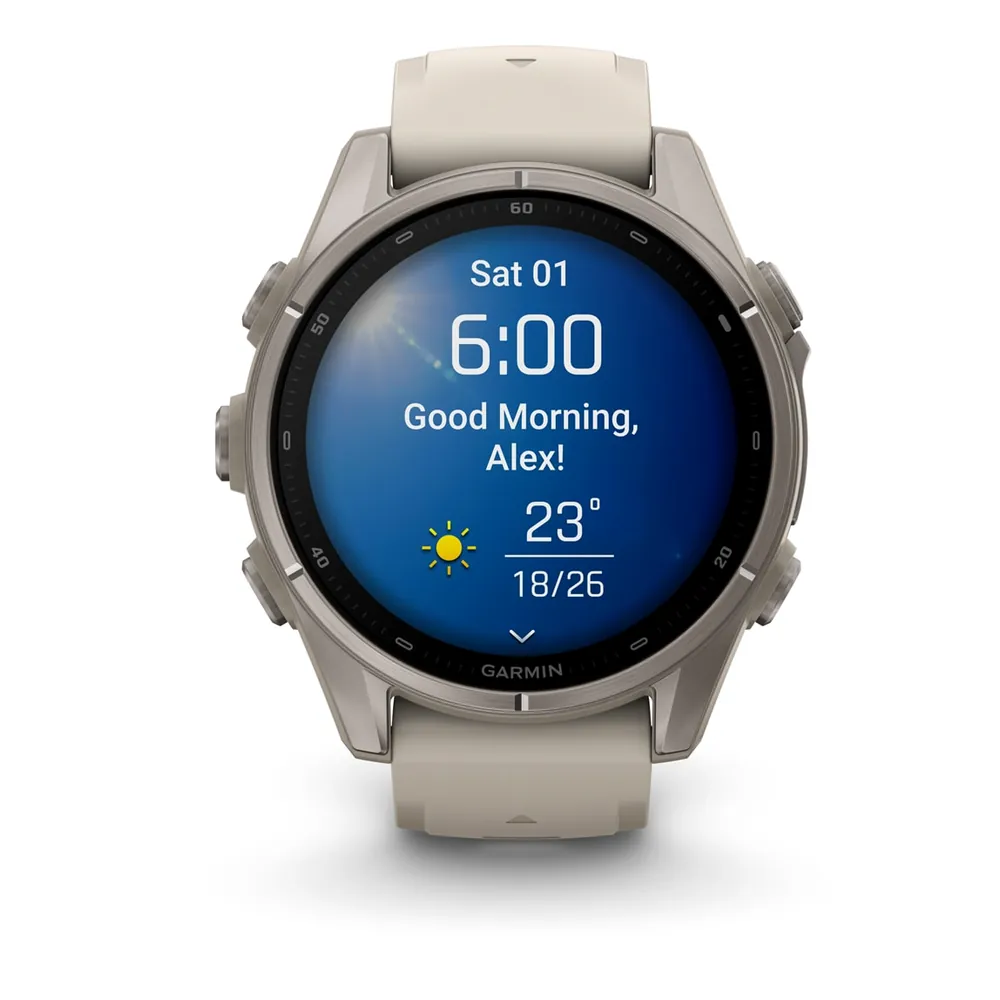 Garmin Fenix 9, 43 мм, титановый, туманно-серый силиконовый ремешок, фото 5 из 8