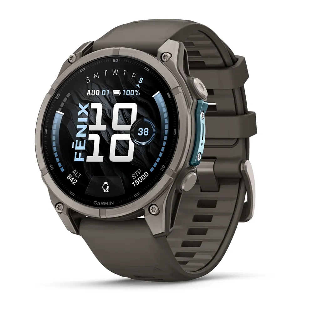 Garmin Fenix 9, 47 мм, титановый, пепельно-серый силиконовый ремешок, фото 1 из 7