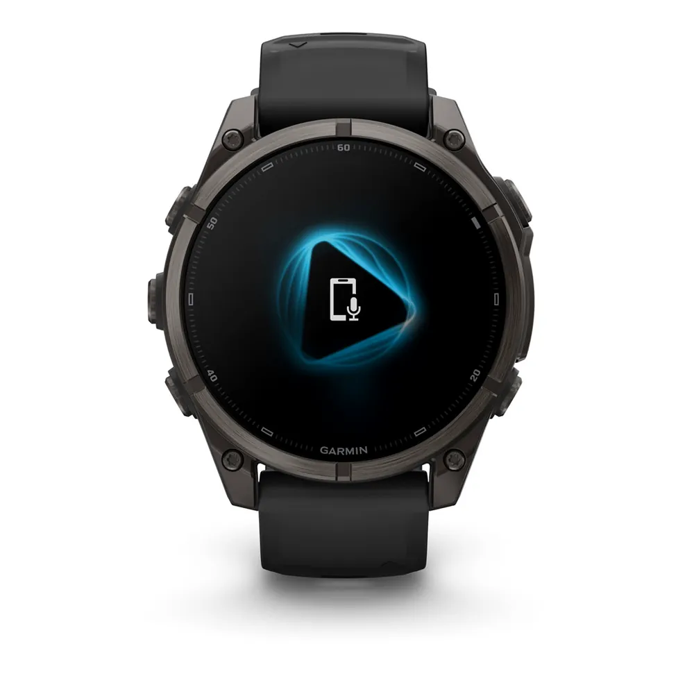 Garmin Fenix 9, 47 мм, титановый, угольно-серый DLC, черный силиконовый ремешок, фото 2 из 7