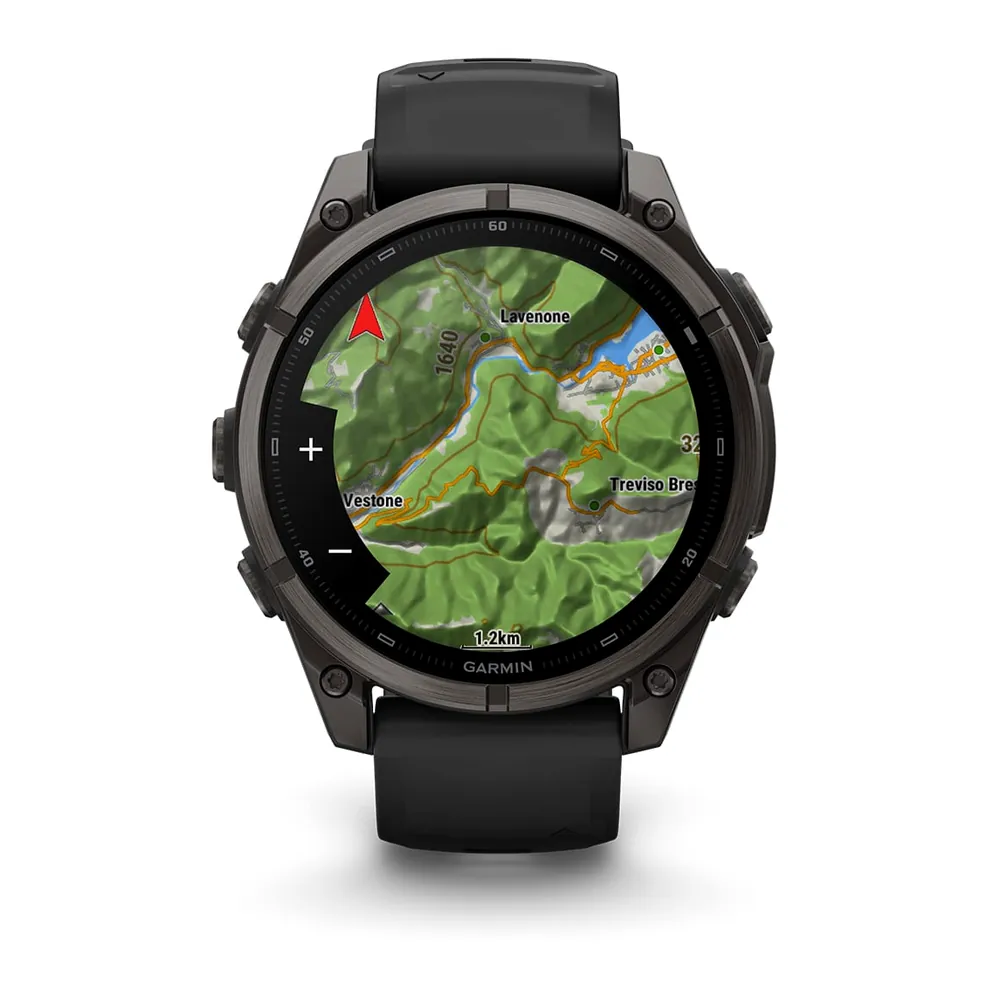 Garmin Fenix 9, 47 мм, титановый, угольно-серый DLC, черный силиконовый ремешок, фото 3 из 7