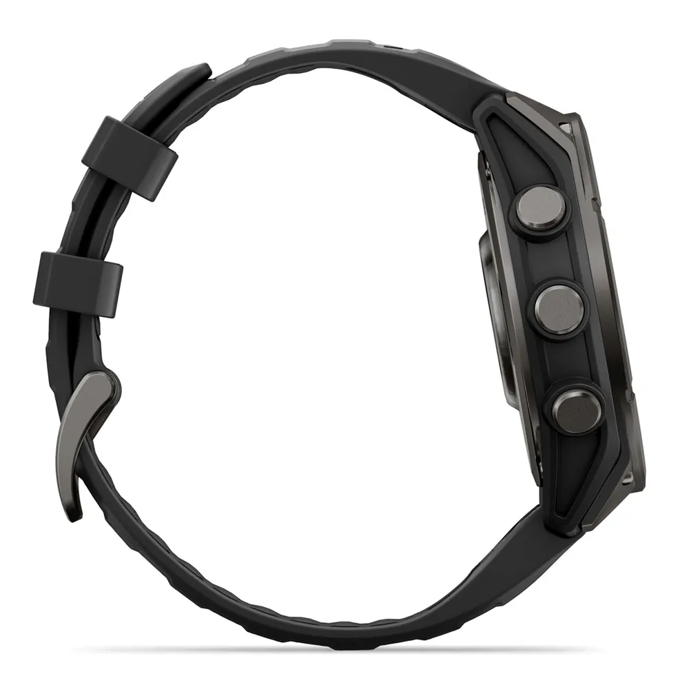 Garmin Fenix 9, 47 мм, титановый, угольно-серый DLC, черный силиконовый ремешок, фото 4 из 7