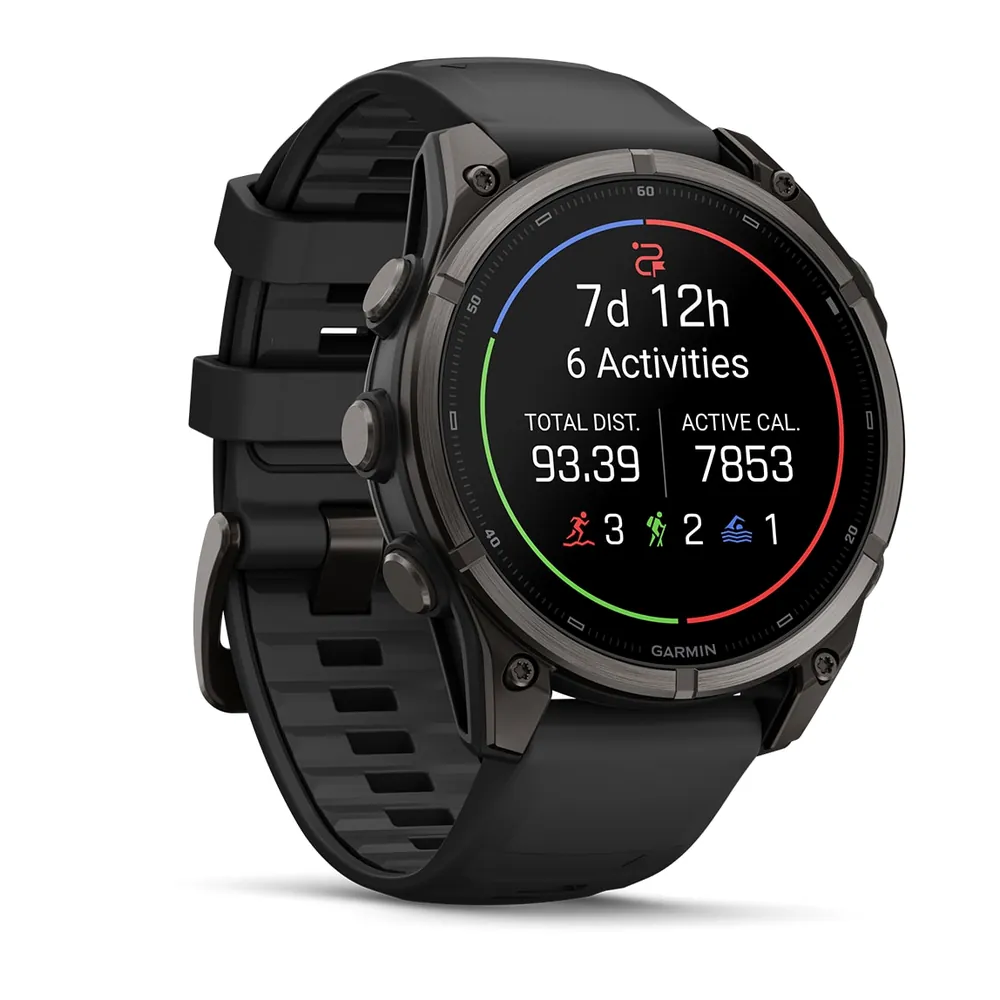 Garmin Fenix 9, 47 мм, титановый, угольно-серый DLC, черный силиконовый ремешок, фото 5 из 7