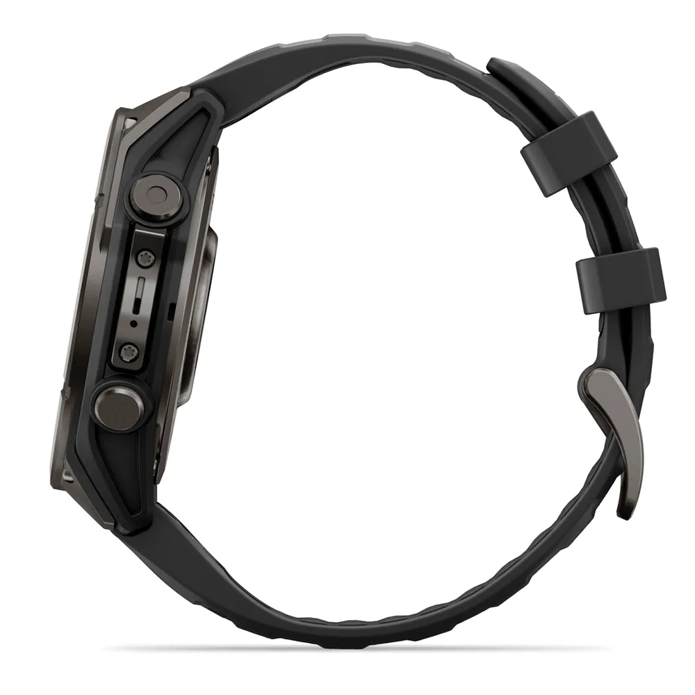 Garmin Fenix 9, 47 мм, титановый, угольно-серый DLC, черный силиконовый ремешок, фото 6 из 7