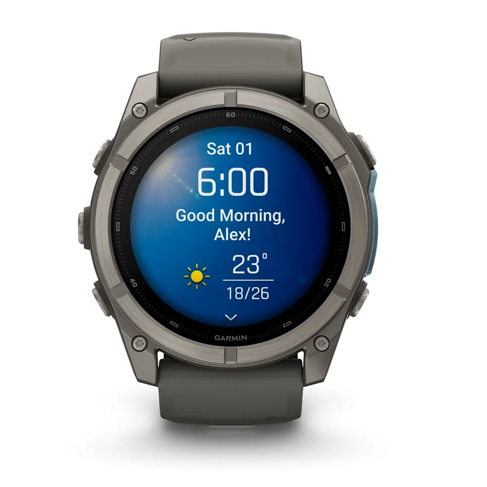 Garmin Fenix 9, 51 мм, титановый, пепельно-серый силиконовый ремешок, фото 2 из 7