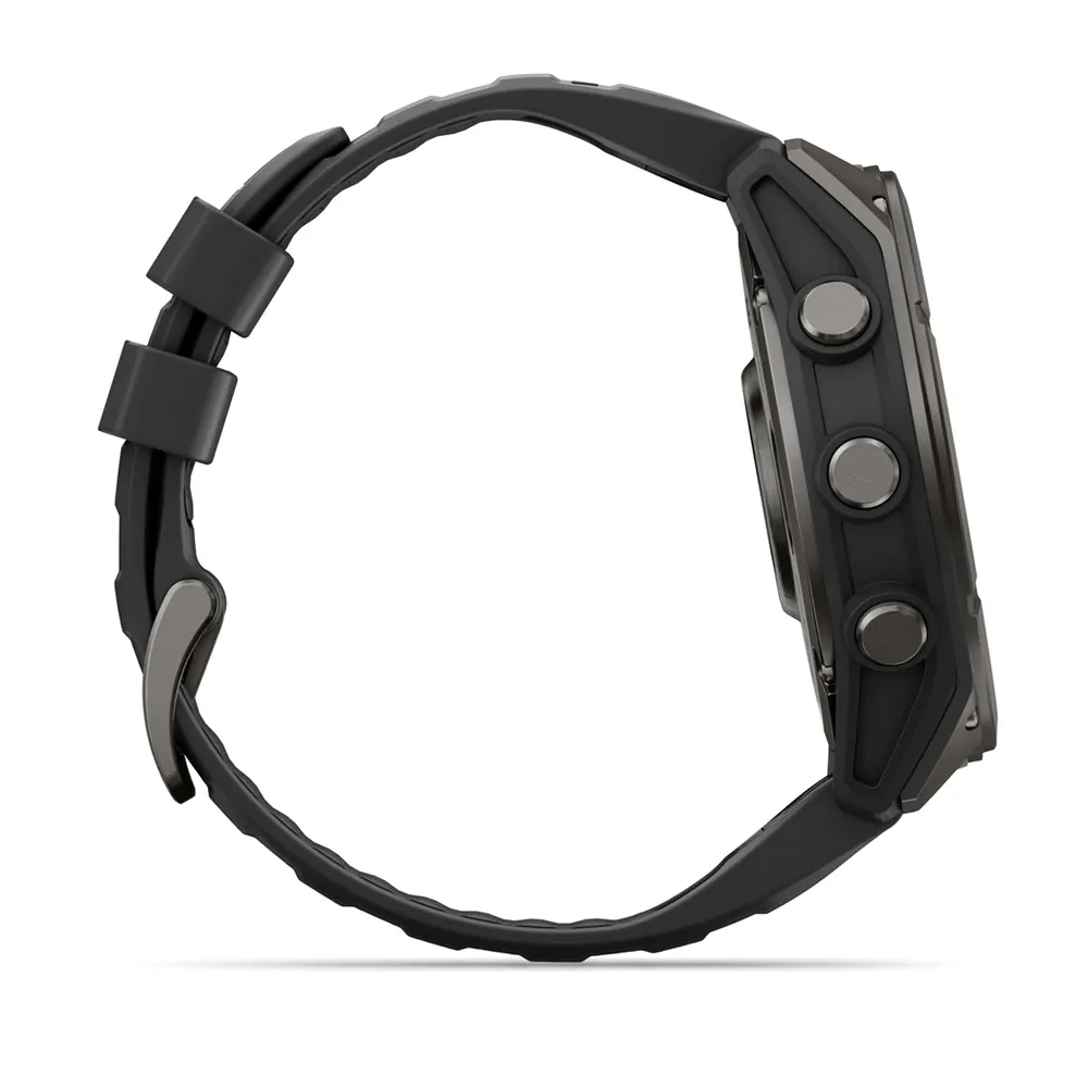 Garmin Fenix 9, 51 мм, титановый, угольно-серый DLC, черный силиконовый ремешок, фото 3 из 8