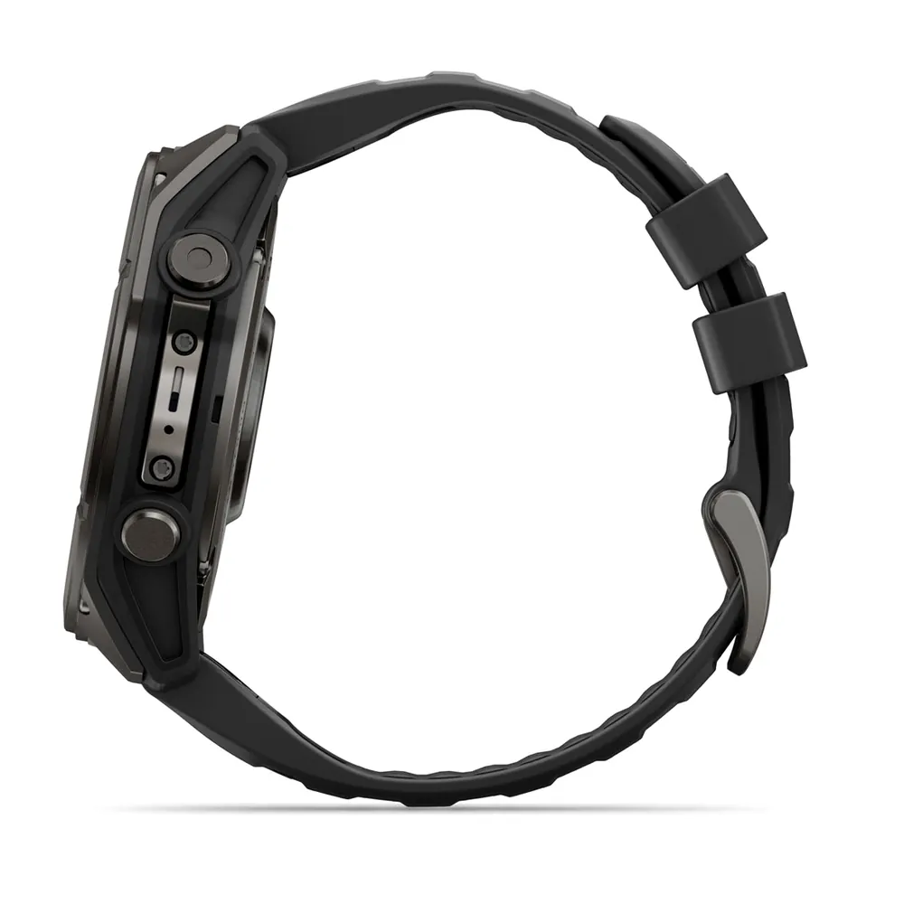 Garmin Fenix 9, 51 мм, титановый, угольно-серый DLC, черный силиконовый ремешок, фото 6 из 8