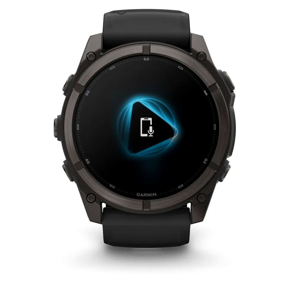 Garmin Fenix 9, 51 мм, титановый, угольно-серый DLC, черный силиконовый ремешок, фото 8 из 8