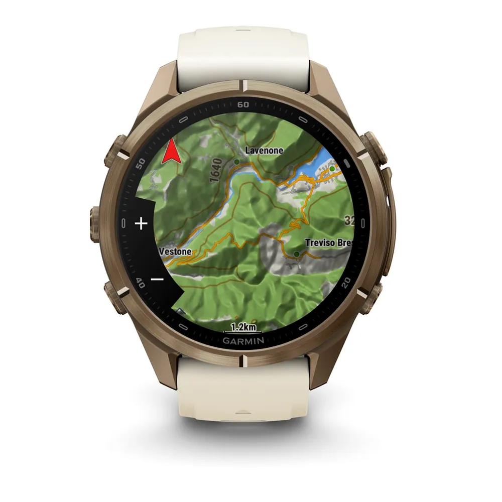 Garmin Fenix 9 Pro, 43 мм, титановый цвета «осеннее золото», кремово-серый силиконовый ремешок, фото 7 из 7