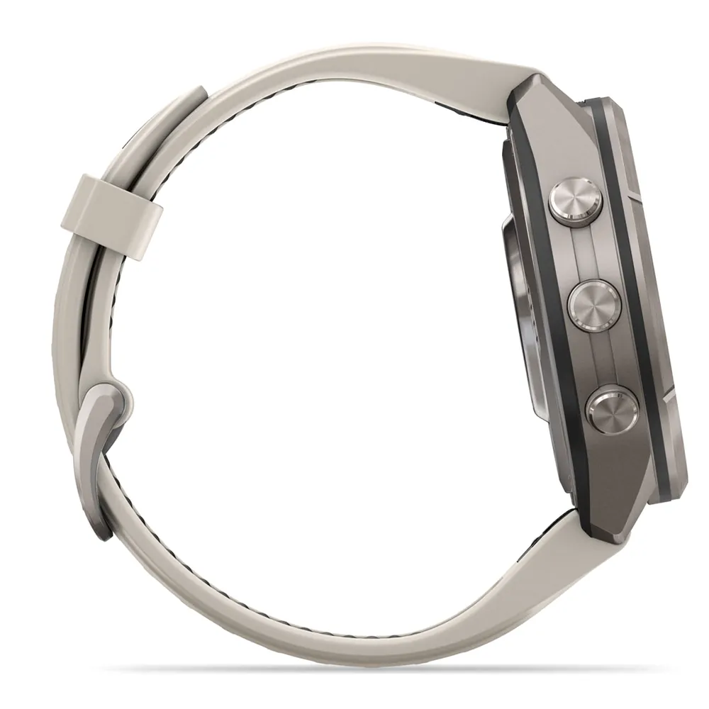 Garmin Fenix 9 Pro, 43 мм, титановый, туманно-серый/темный песчаник силиконовый ремешок, фото 6 из 7