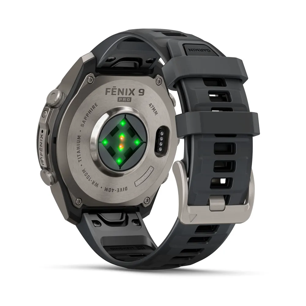 Garmin Fenix 9 Pro, 47 мм, титановый, черный силиконовый ремешок, фото 7 из 7