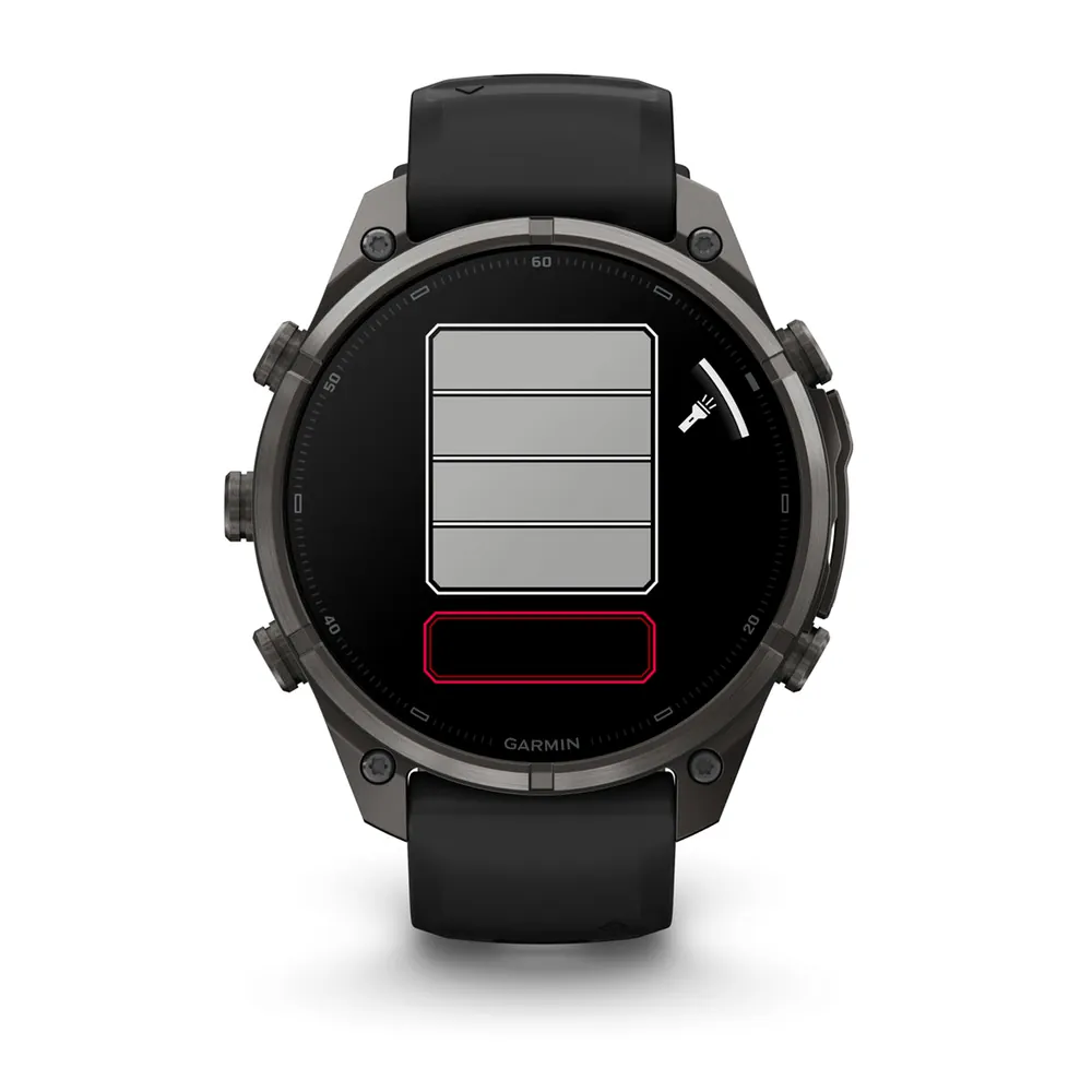 Garmin Fenix 9 Pro, 47 мм, титановый, угольно-серый DLC, черно-серый силиконовый ремешок, фото 2 из 7
