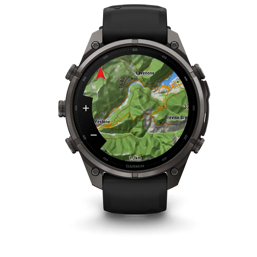 Garmin Fenix 9 Pro, 47 мм, титановый, угольно-серый DLC, черно-серый силиконовый ремешок, фото 4 из 7