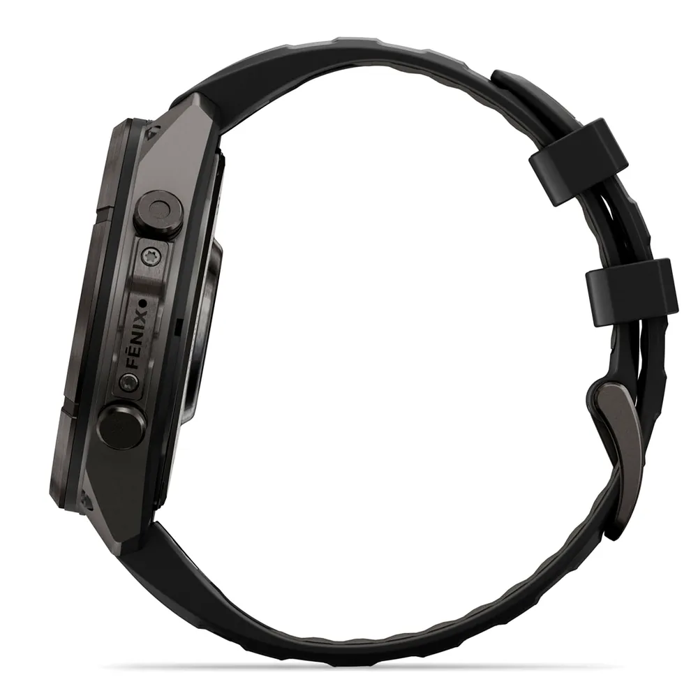 Garmin Fenix 9 Pro, 47 мм, титановый, угольно-серый DLC, черно-серый силиконовый ремешок, фото 5 из 7