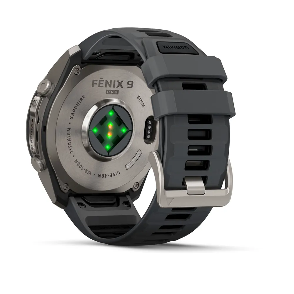 Garmin Fenix 9 Pro, 51 мм, титановый, черный силиконовый ремешок, фото 2 из 8