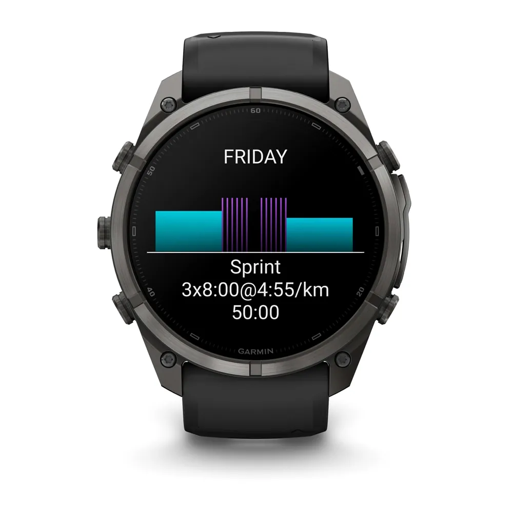 Garmin Fenix 9 Pro, 51 мм, титановый, угольно-серый DLC, черно-серый силиконовый ремешок, фото 2 из 7