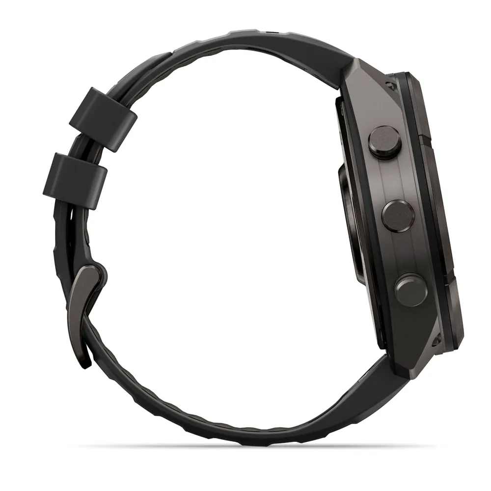 Garmin Fenix 9 Pro, 51 мм, титановый, угольно-серый DLC, черно-серый силиконовый ремешок, фото 3 из 7