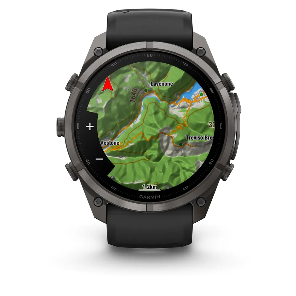 Garmin Fenix 9 Pro, 51 мм, титановый, угольно-серый DLC, черно-серый силиконовый ремешок, фото 5 из 7