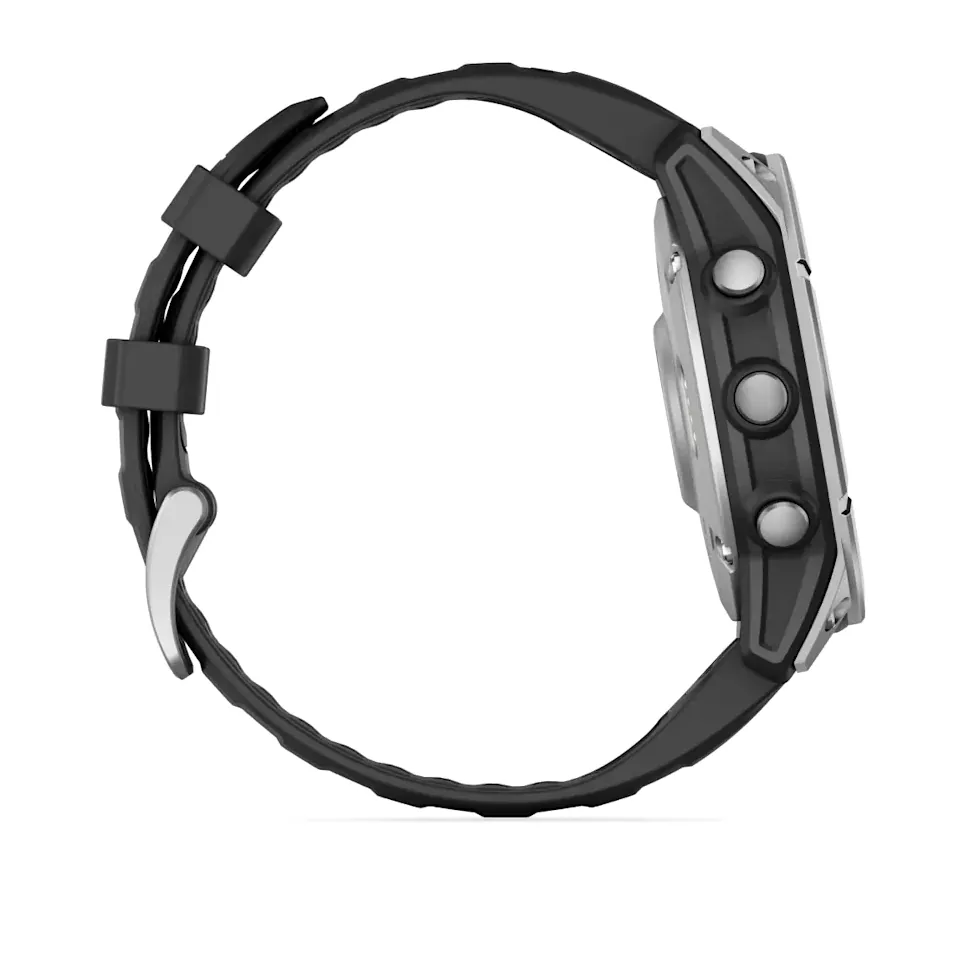 Garmin Fenix E, 47 мм, AMOLED, серебристый стальной безель, черный силиконовый ремешок, фото 3 из 7
