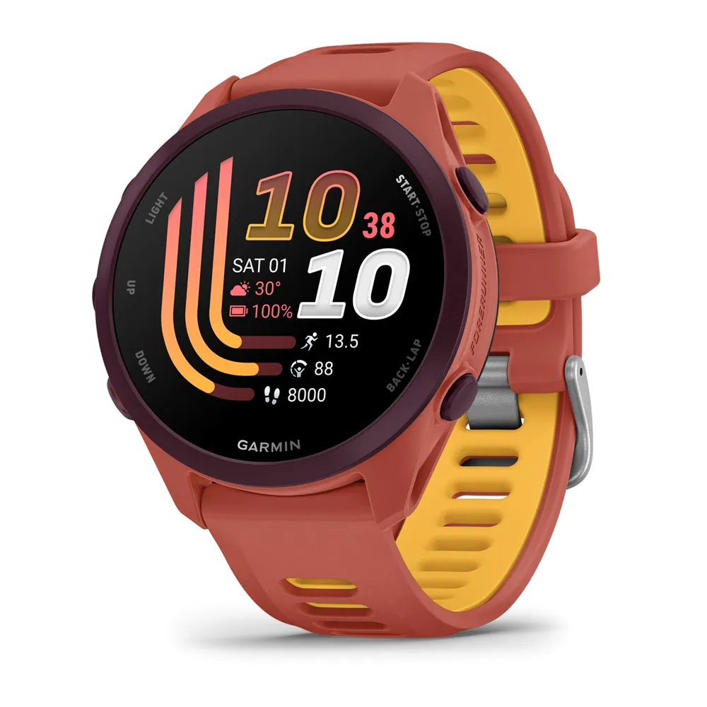 Garmin Forerunner 170 Music, красно-розовый с мангово-желтым ремешком, фото 1 из 5