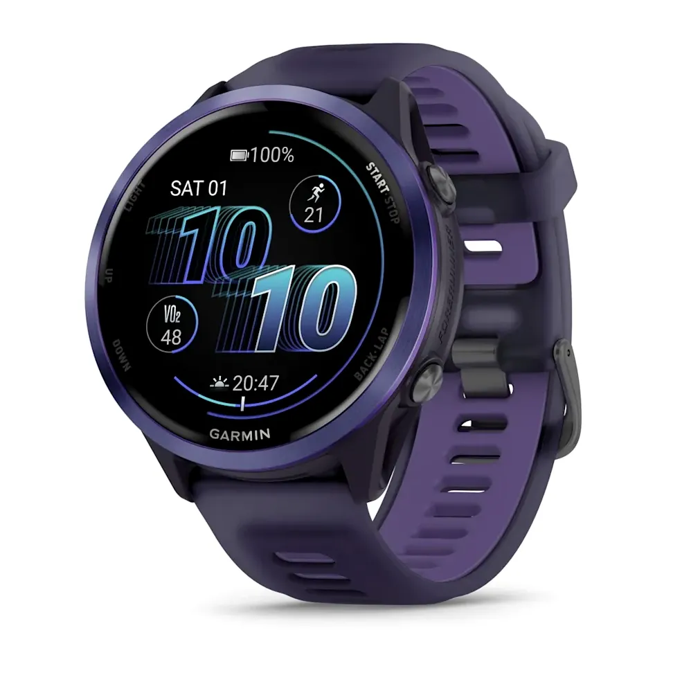 Garmin Forerunner 570, 47 мм, темно-серый, алюминиевый безель цвета индиго, пурпурный/индиго ремешок, фото 1 из 6