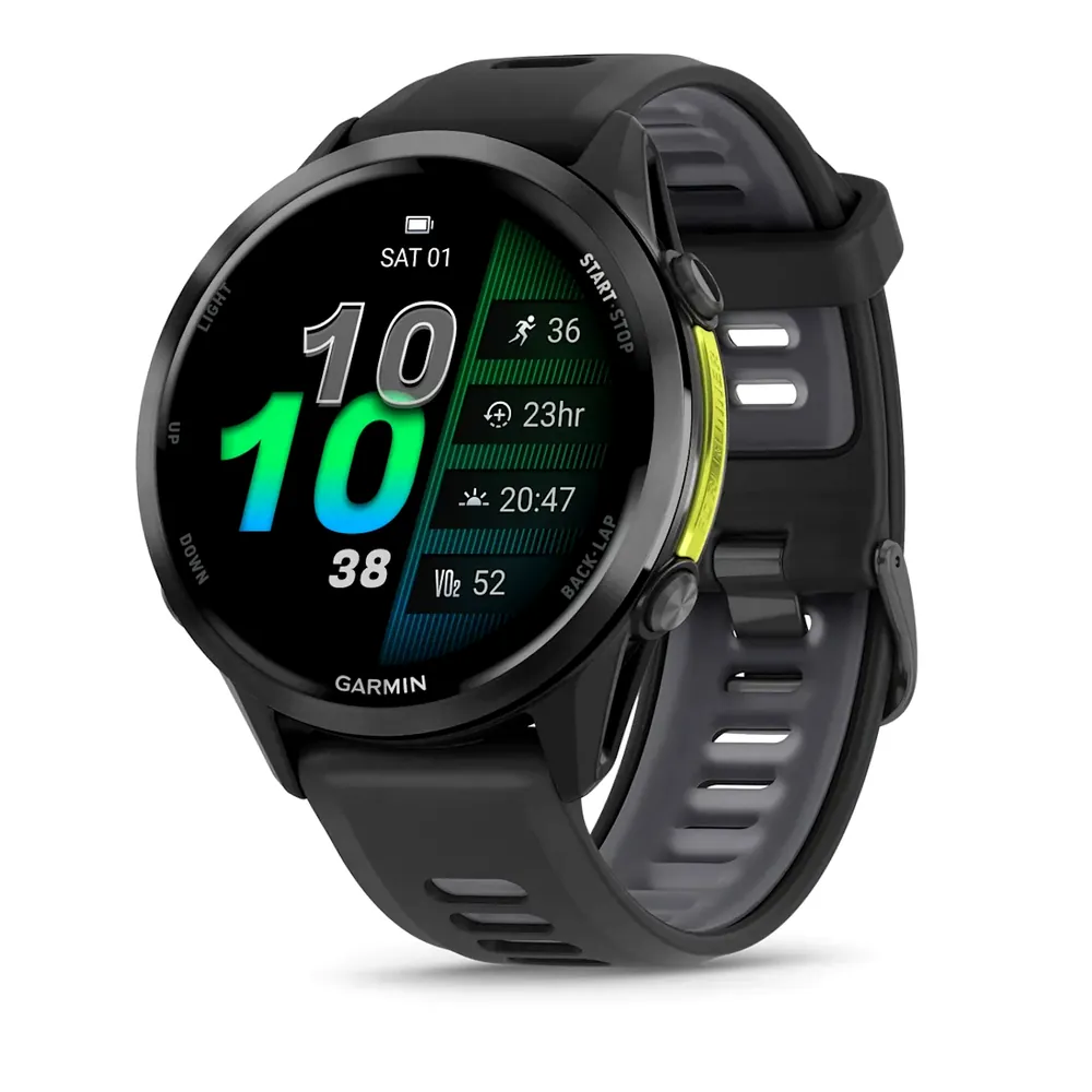 Garmin Forerunner 970, черные, темно-серый DLC титановый безель, с черно-серым ремешком, фото 1 из 7