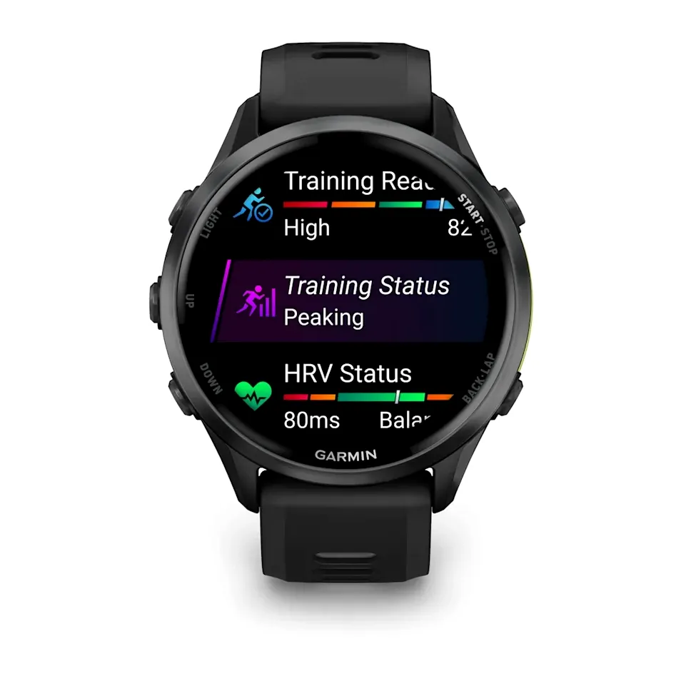 Garmin Forerunner 970, черные, темно-серый DLC титановый безель, с черно-серым ремешком, фото 4 из 7