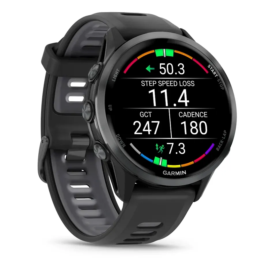 Garmin Forerunner 970, черные, темно-серый DLC титановый безель, с черно-серым ремешком, фото 5 из 7